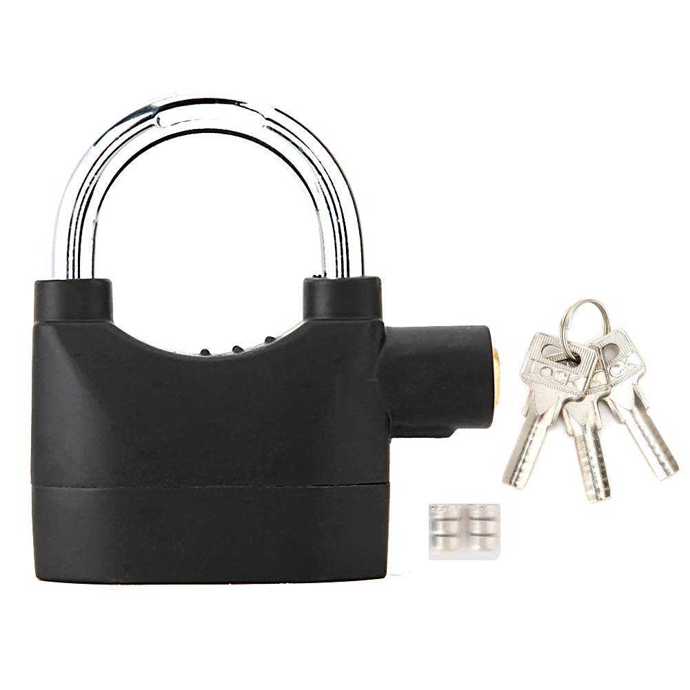 Universal 110dB Siren Alarm Lock - Zinc Alloy Anti-Theft Security Padlock for Motorcycle, Door & Window Protection | Loud Audible Alarm, Keyed Entry | Ideal for Home Security, Sheds, Garages & Outdoor Use (Black)