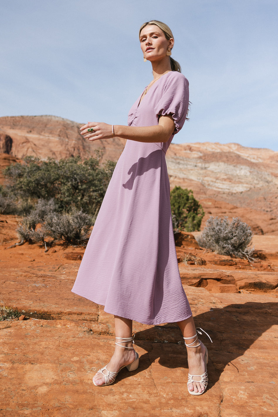 Maeve Lavender Midi Dress - Flowy Summer Dress for Women | Perfect for Weddings, Parties & Casual Outings | FINAL SALE