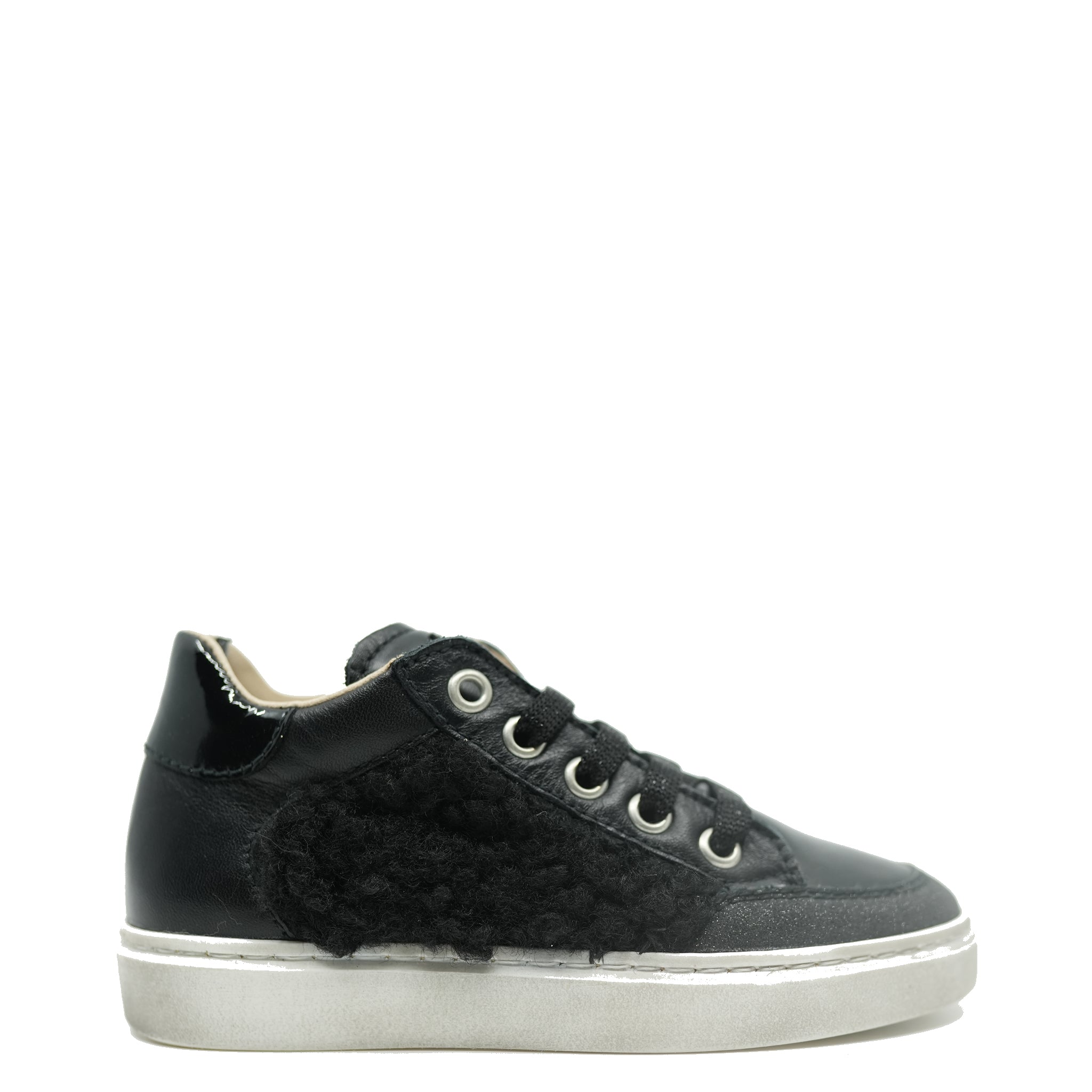 Beberlis Black Leather and Shearling Sneakers for Women - Comfortable Winter Shoes with Soft Fleece Lining - Perfect for Casual Outfits, Walking, and Cold Weather Fashion