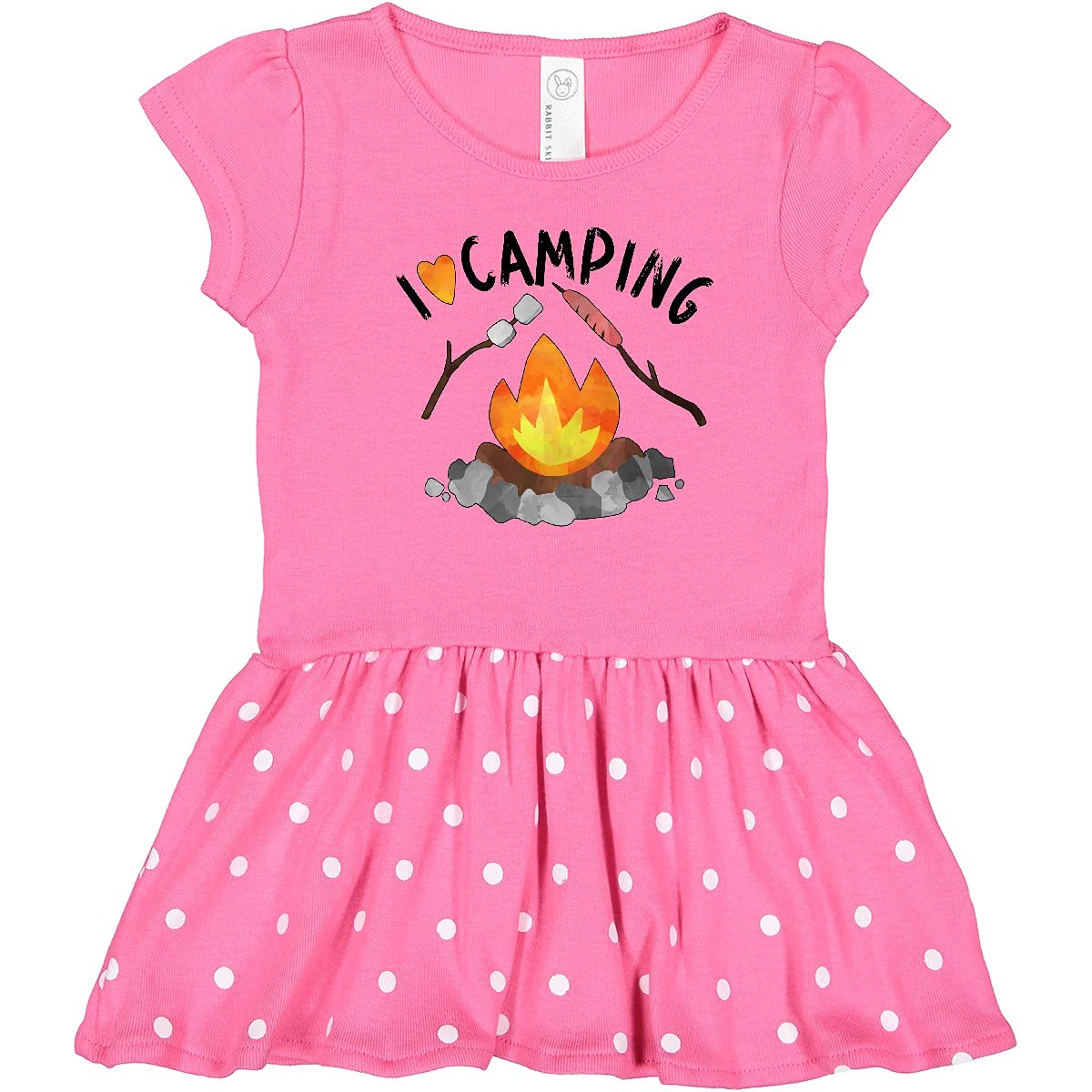 Inktastic I Love Camping Toddler Dress - Cute Campfire, Hot Dog & Marshmallows Print for Girls - Perfect for Outdoor Adventures, Camping Trips & Summer Playdates