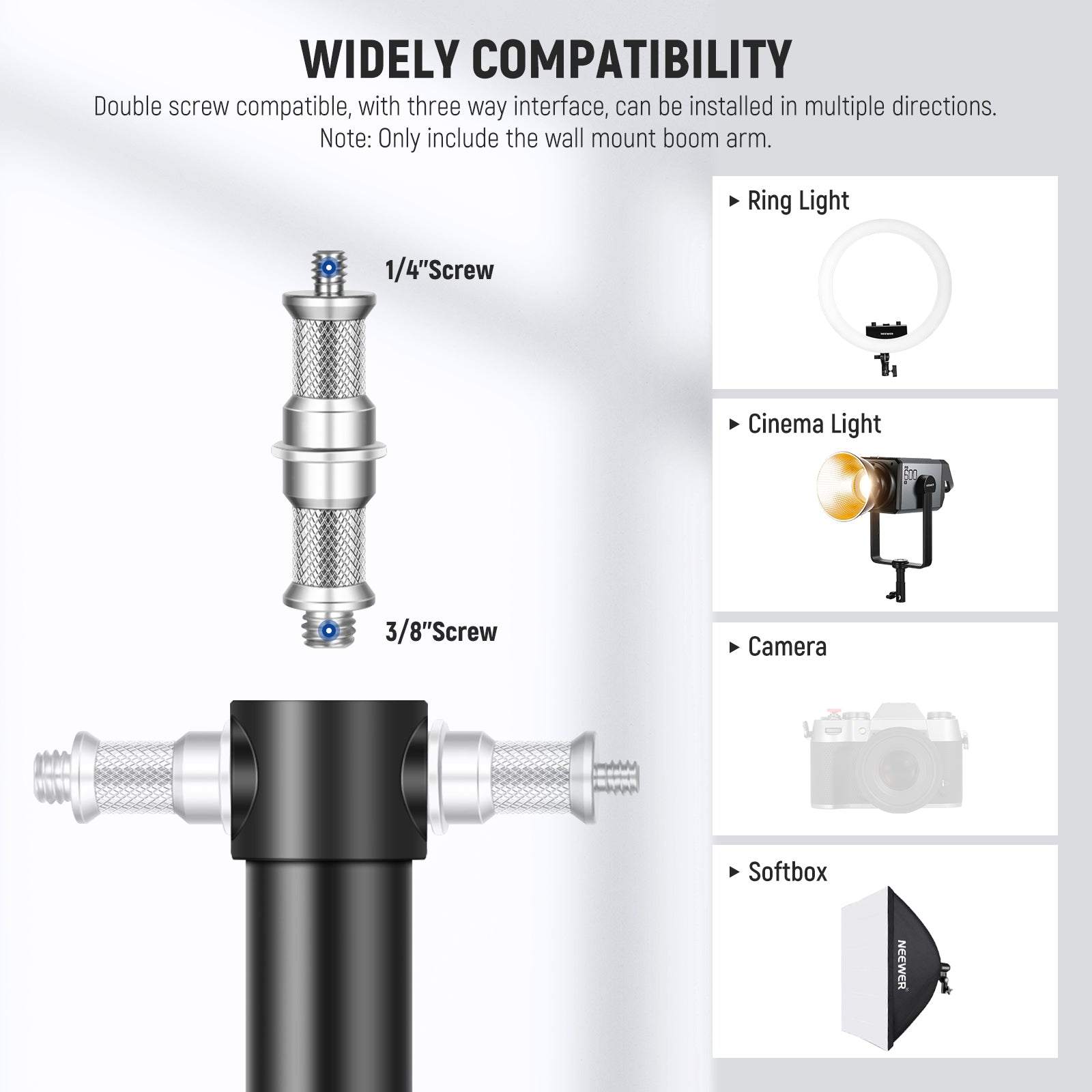 NEEWER WB 100 116cm Adjustable Microphone Boom Arm with Heavy Duty Clamp - Perfect for Podcasting, Streaming, and Home Studio Recording