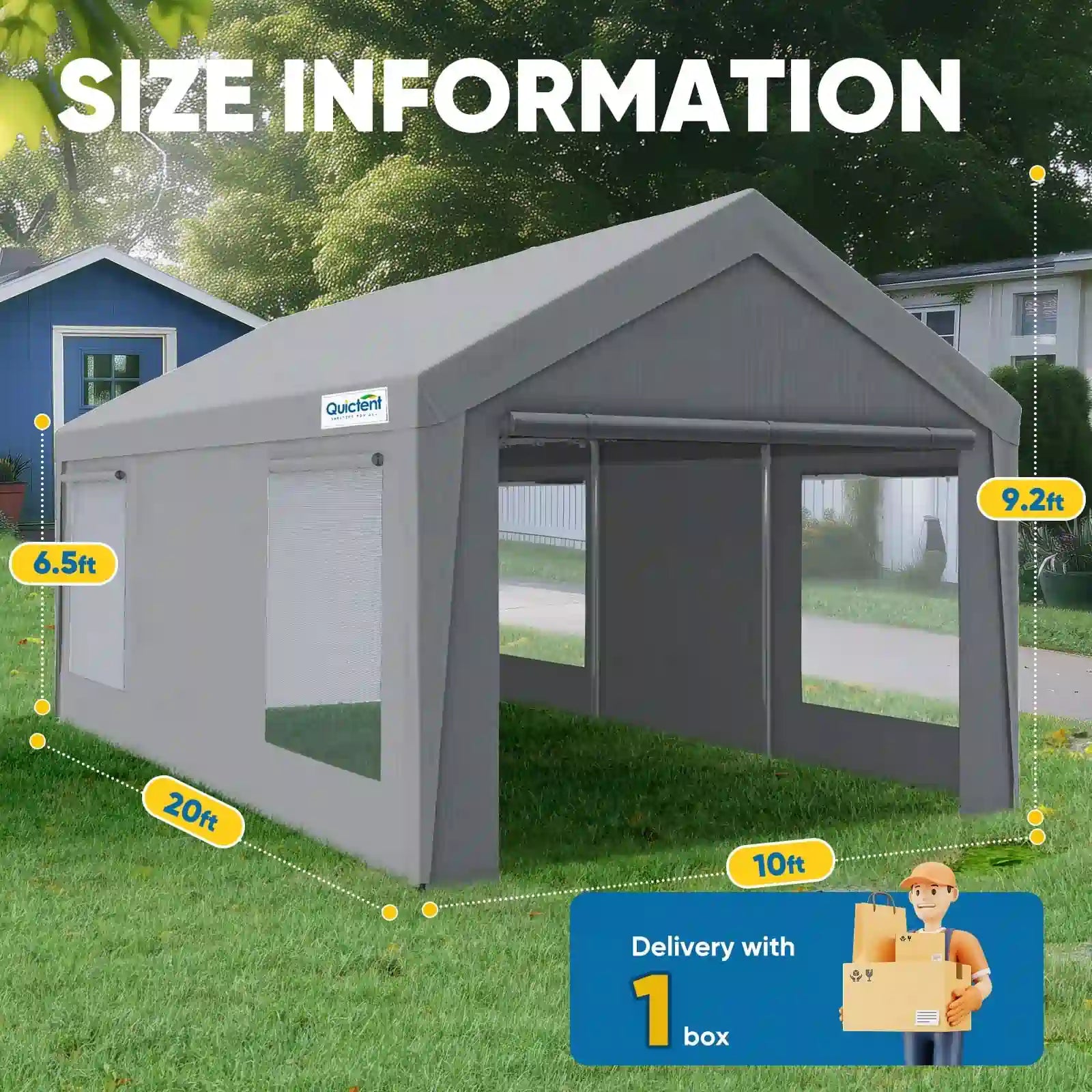 10' x 20' Heavy Duty Carport with Ventilated Windows - Waterproof Outdoor Shelter for Cars, RV, Boat & Equipment Protection