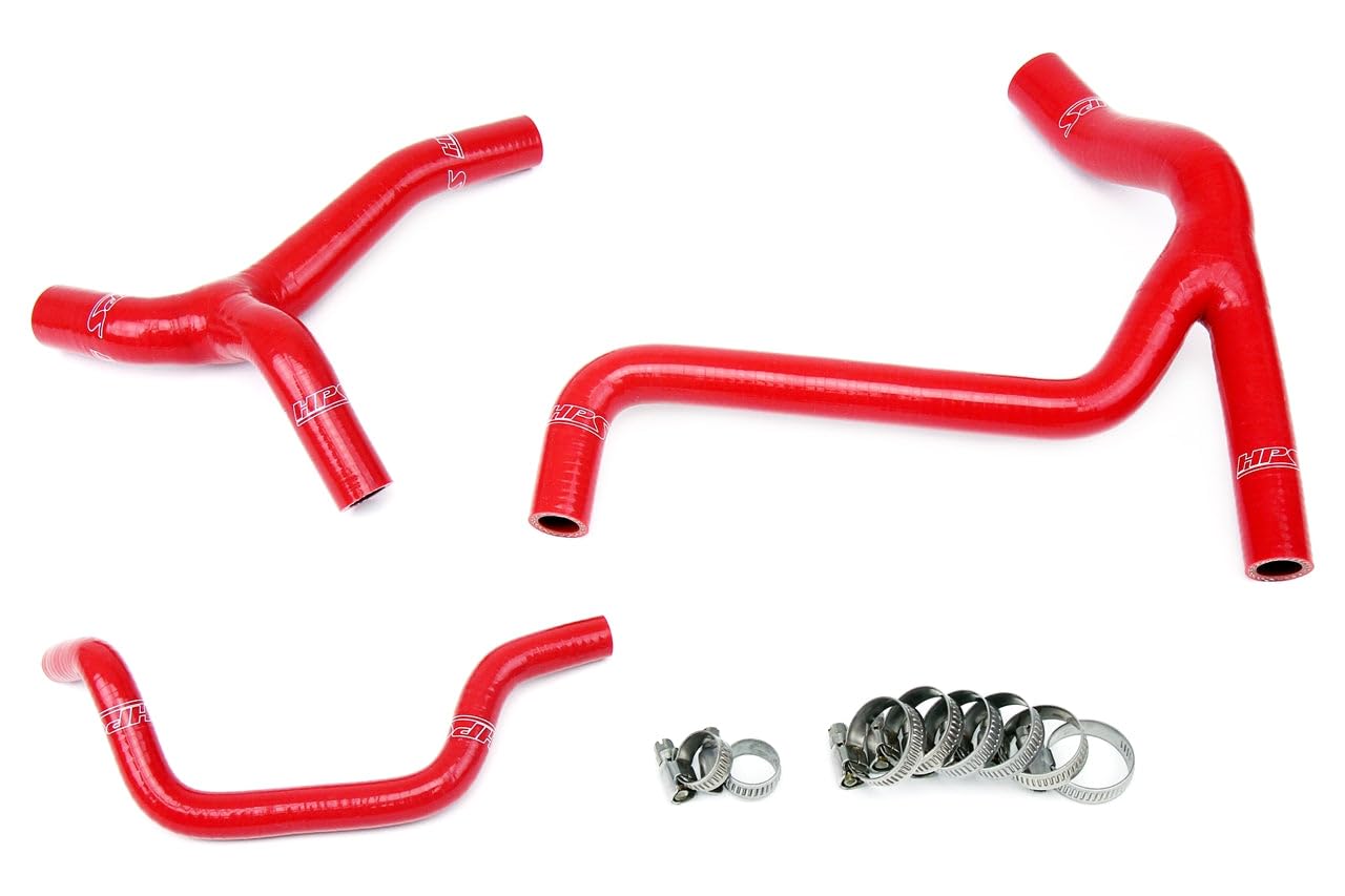 HPS 57-1246-RED High Performance Red Silicone Radiator Coolant Hose Kit - Perfect for Car Engine Cooling System Upgrades & Racing Applications