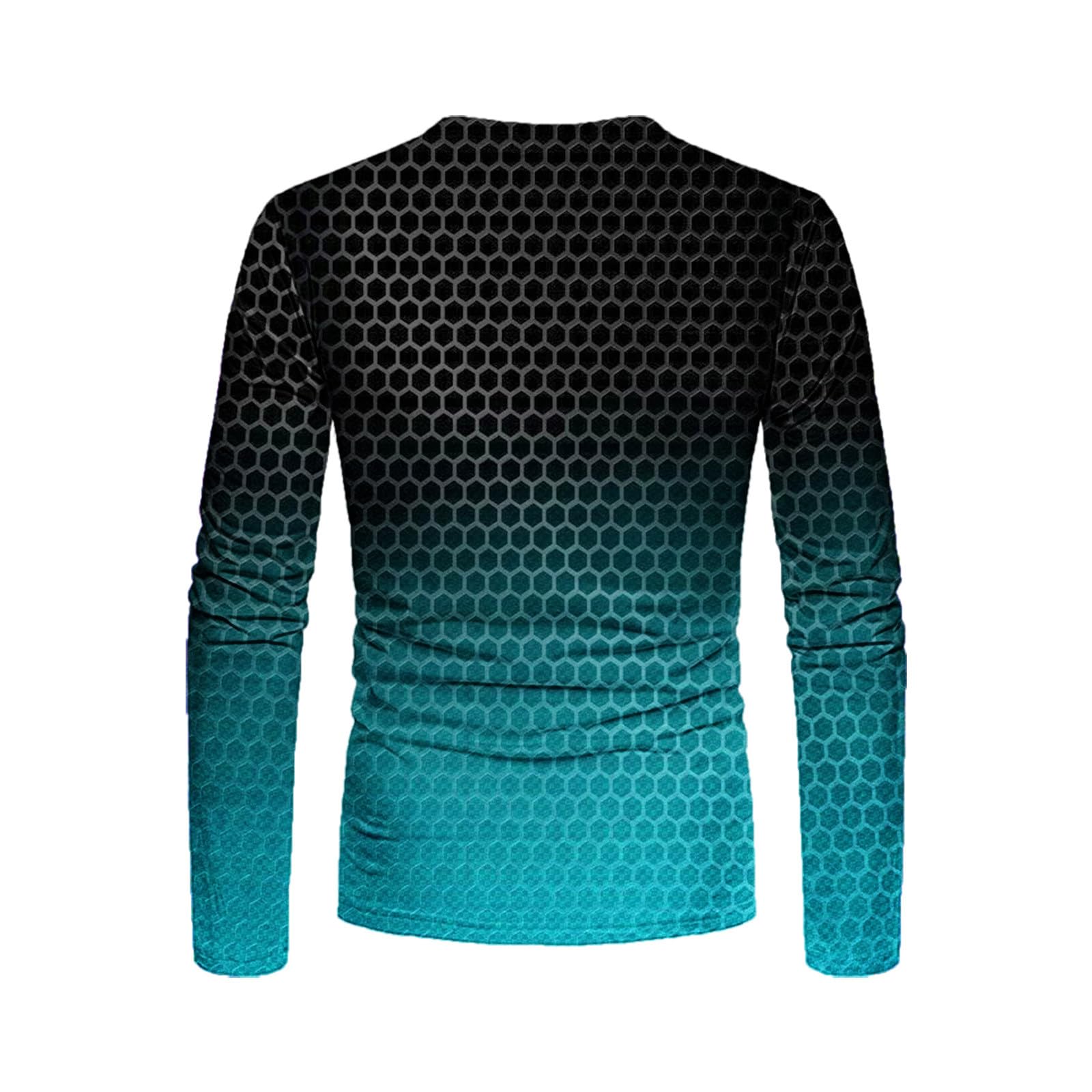 3D Geometry Print Men's Long Sleeve Graphic T-Shirt | Trendy Streetwear Fall Top for Casual Outfits & Urban Fashion