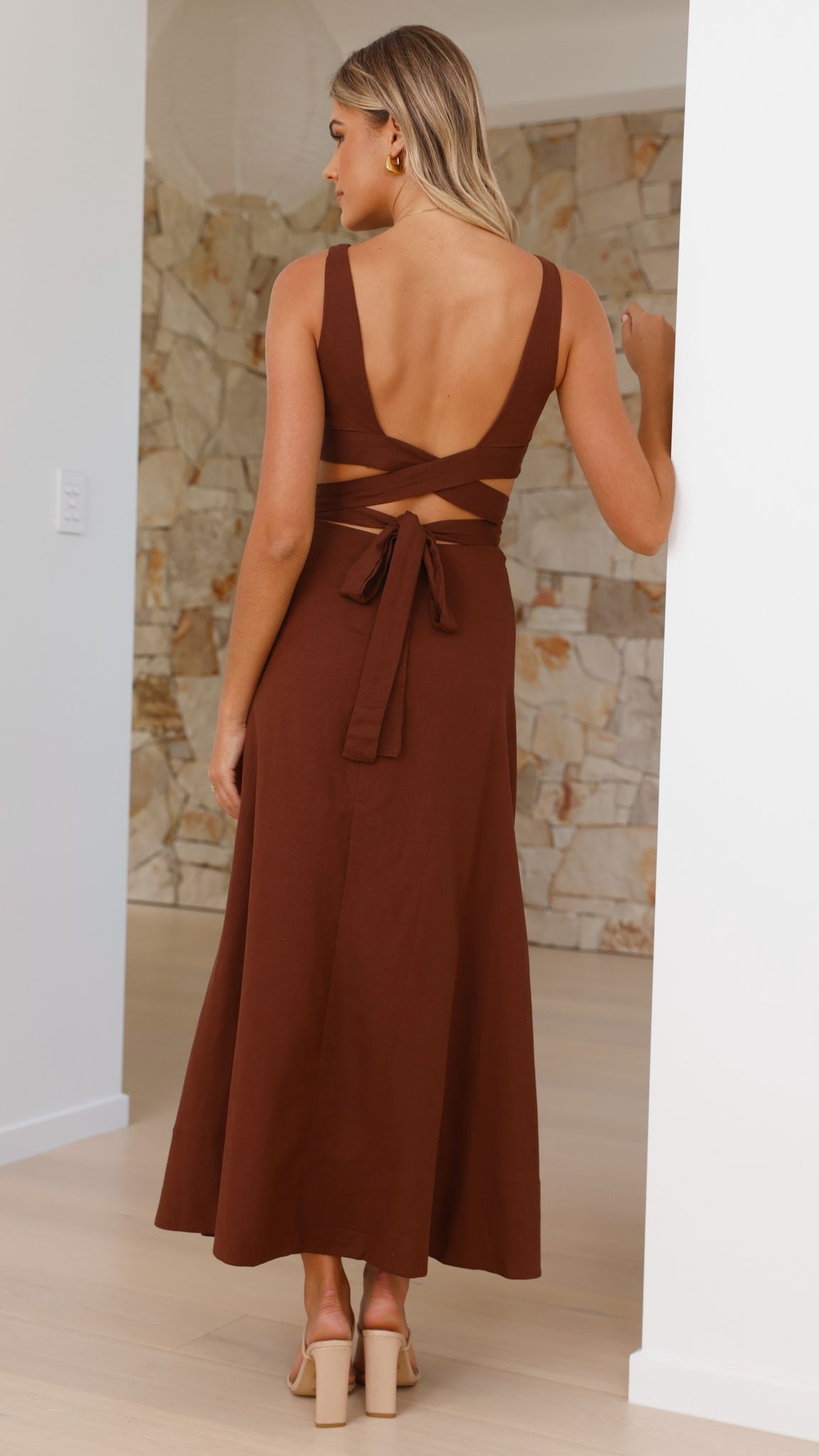 Kimberley Maxi Dress in Chocolate Brown - Elegant Long Flowy Dress for Women | Perfect for Summer, Beach, Parties & Casual Wear