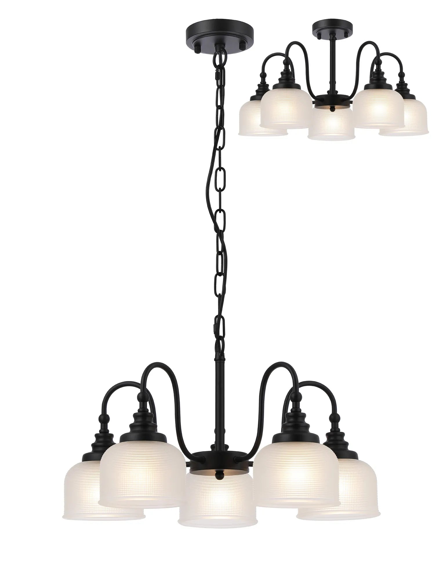 Cleron 3/5/8Lt Semi Flush Mount Pendant Light Fixture - Modern Ceiling Lighting in Multiple Colors for Living Room, Bedroom & Dining Room