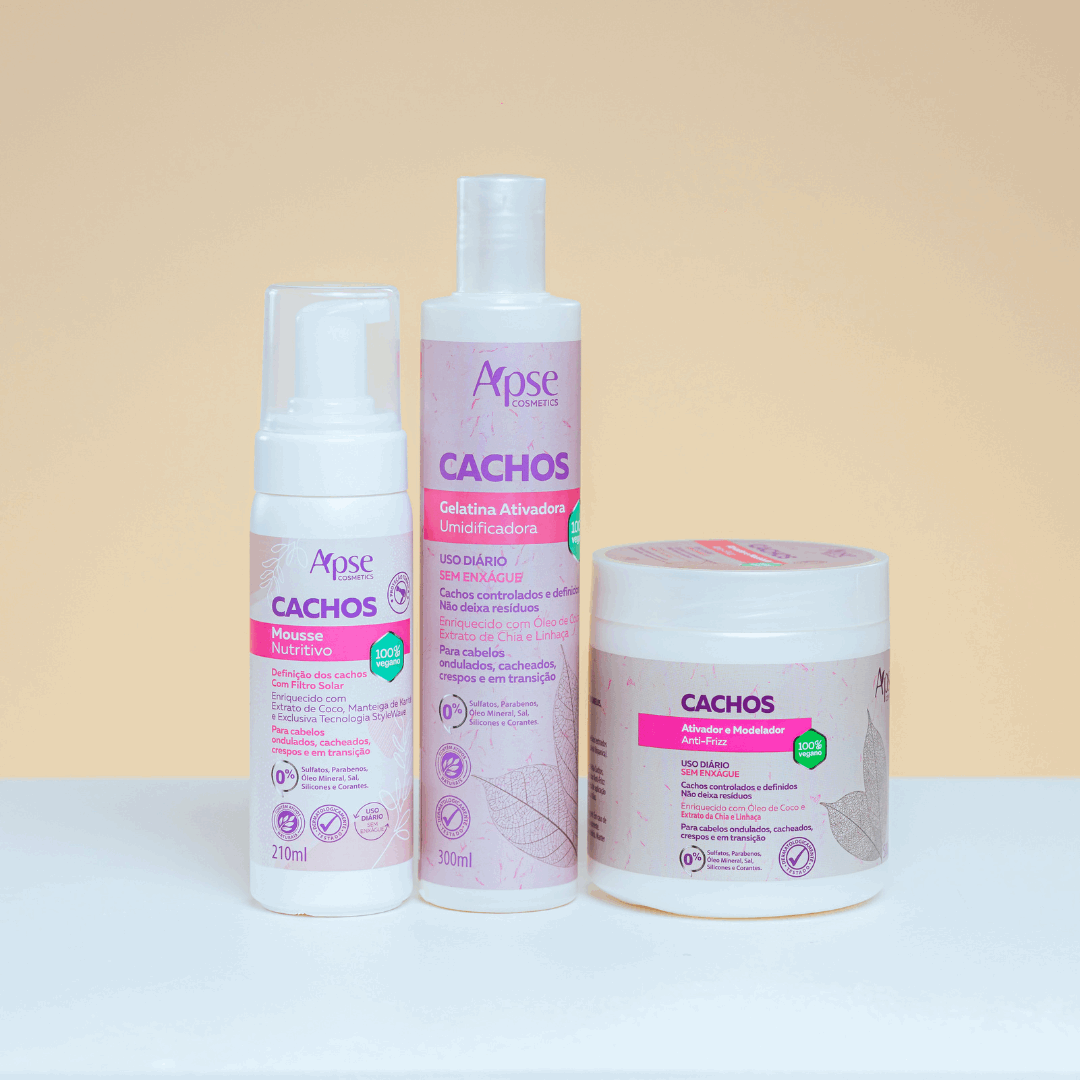 Apse Cosmetics Curl Finishing Kit - Activator, Gelatin & Mousse for Defined Curls | 3-Piece Hair Care Set for Natural & Styling | Perfect for Daily Use & Special Occasions