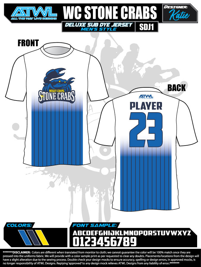 Wesley Chapel Fall League Men's Sublimated Dye Jerseys - Custom Team Uniforms for Baseball, Basketball & Soccer Games