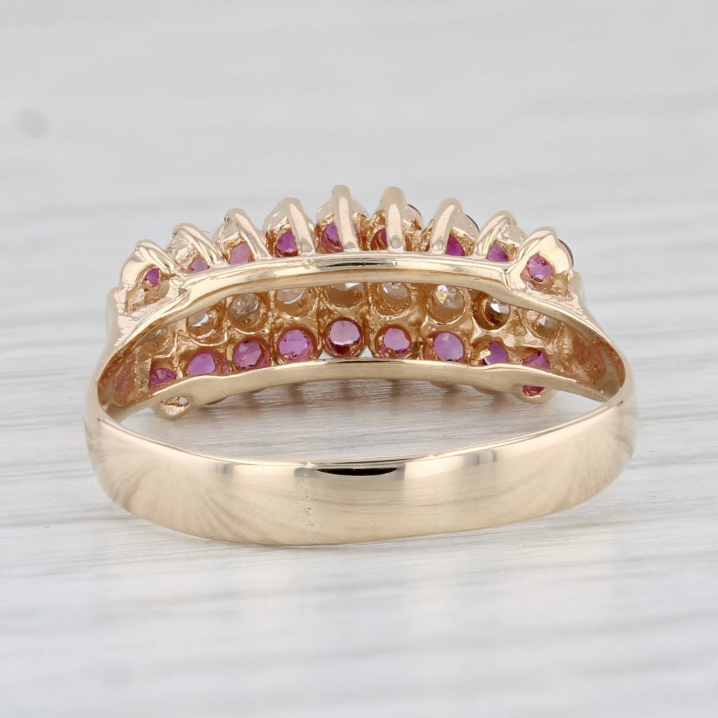 0.46ctw Natural Ruby & Diamond Pyramid Stacking Ring in 10k Yellow Gold - Size 6.75 - Perfect for Anniversary Gifts & Special Occasions