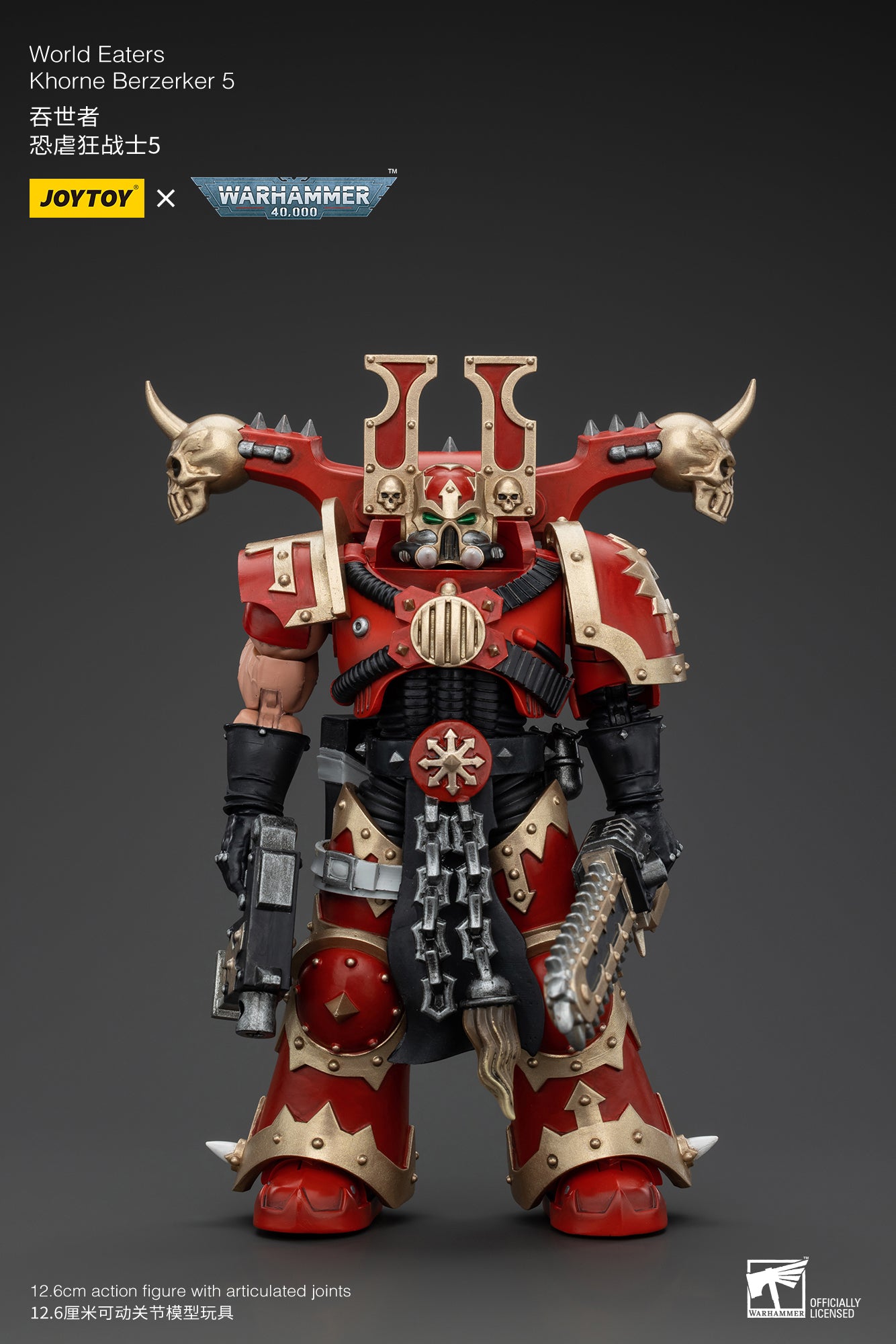 JOYTOY 1/18 Scale Warhammer 40K World Eaters Khorne Berzerker Action Figure - Collectible Miniature for Tabletop Gaming & Display