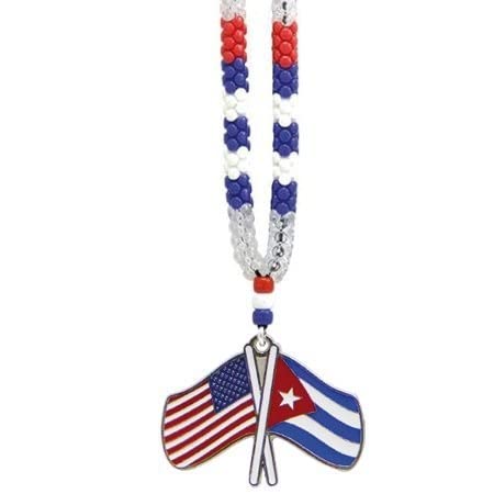 Patriotic Necklace - USA & Cuba Flag Pendant Jewelry for Women & Men - Perfect for Independence Day, National Pride & Gifts