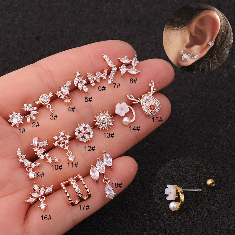 20G Rose Gold Reindeer Anklet with Conch Piercing - Elegant Body Jewelry for Women | Perfect for Parties, Weddings & Everyday Wear
