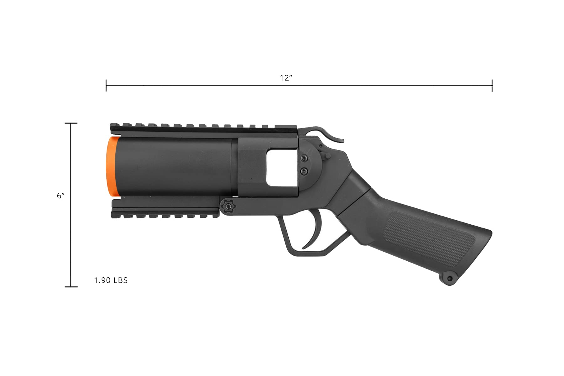 Lancer Tactical 40mm Airsoft Pistol Grenade Launcher with 6 Shells - Realistic M203 Style for Outdoor Airsoft Battles & Military Simulation Games
