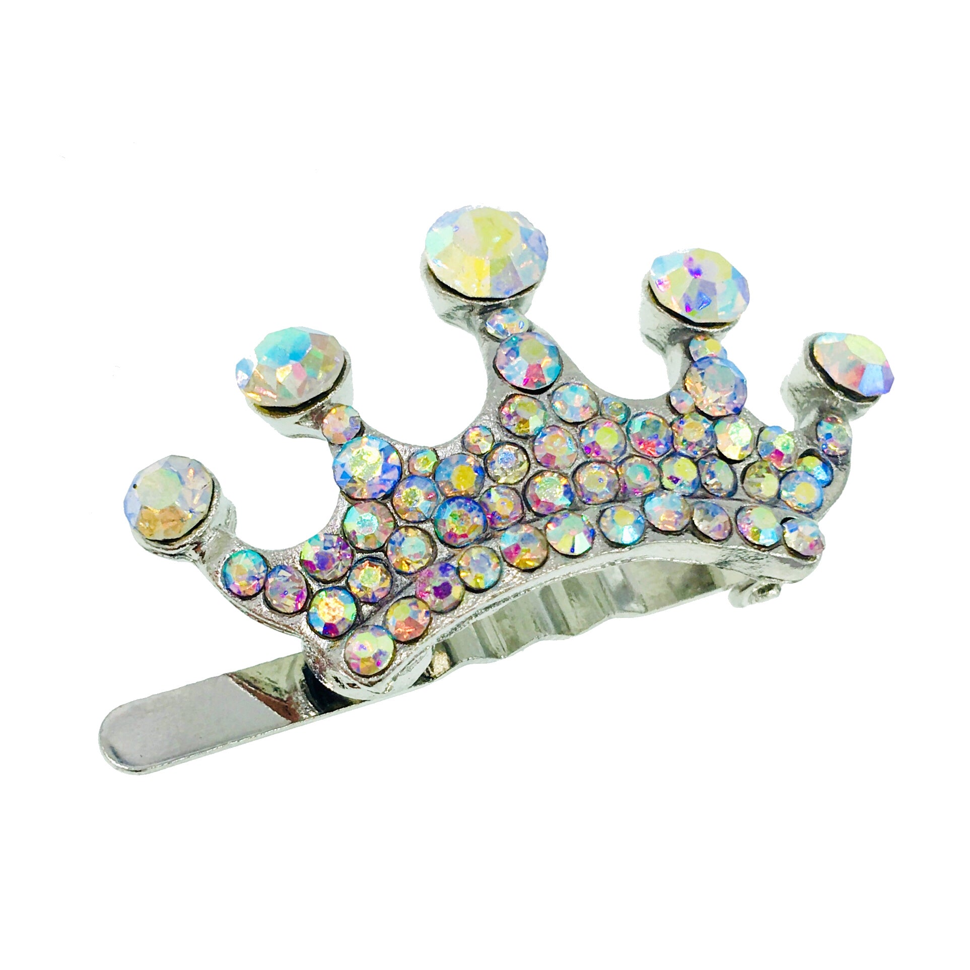 Sparkling Princess Crown Magnetic Hair Clip - Rhinestone Crystal Silver Hair Accessory for Women & Girls - Perfect for Weddings, Parties & Cosplay