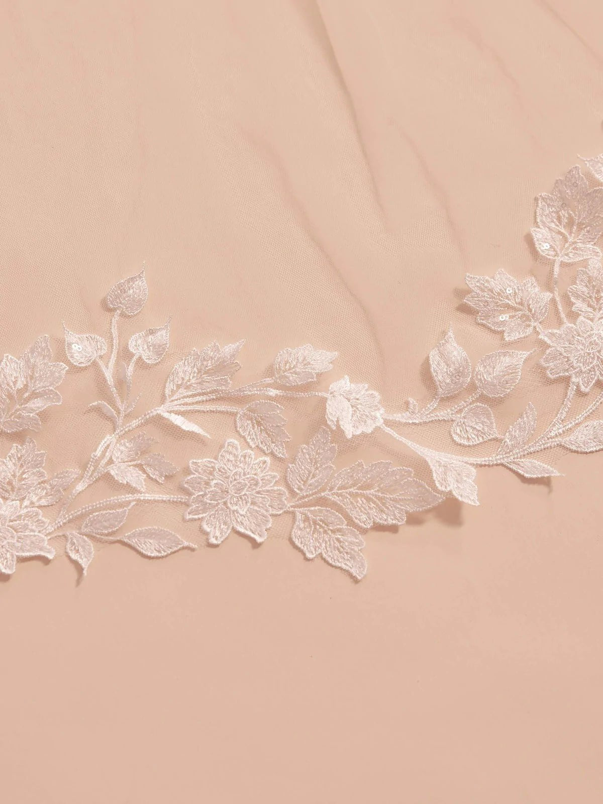 Elegant Chapel Length Wedding Veil with Delicate Leaf Lace Edge - Perfect for Bridal Ceremonies, Photos & Romantic Occasions