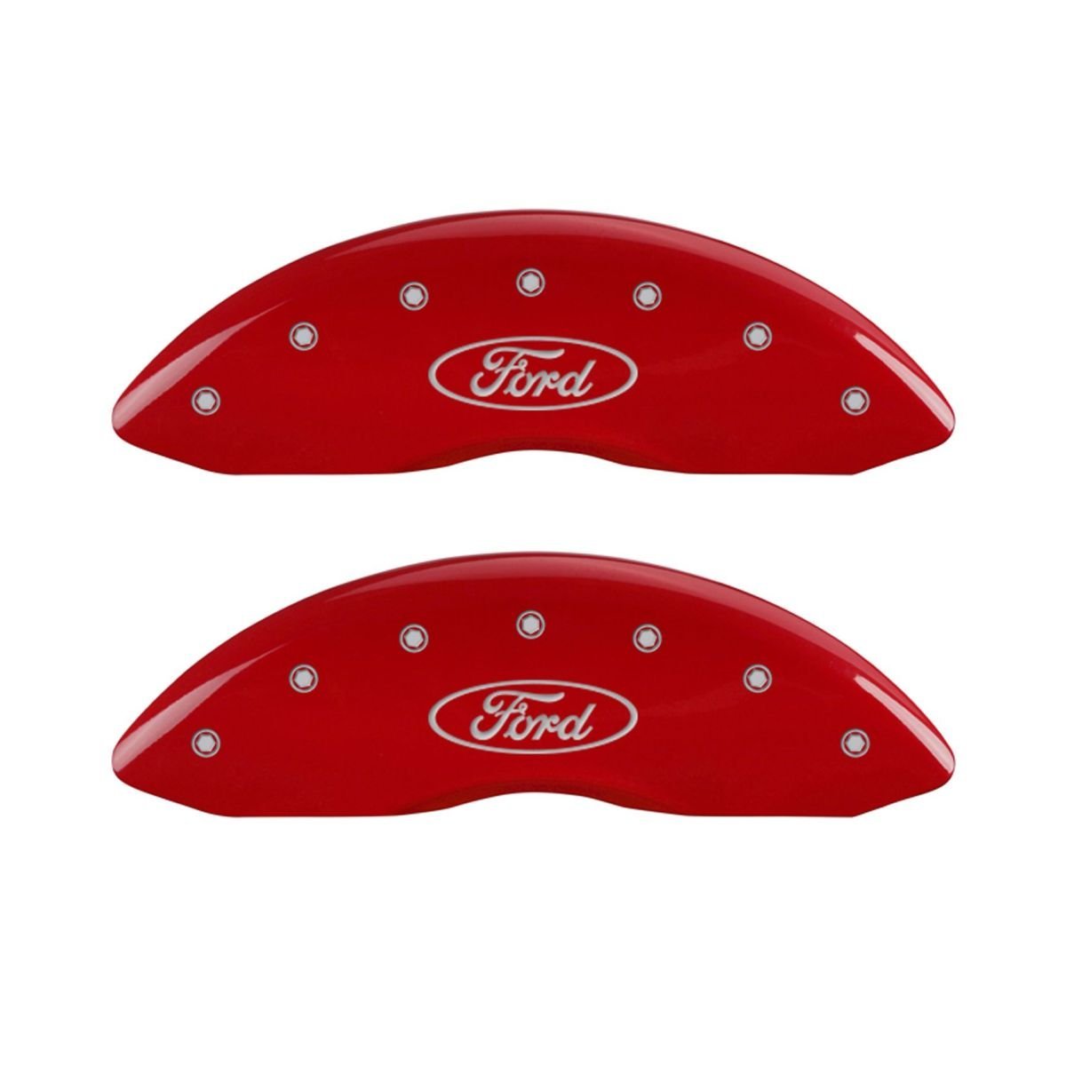 MGP 10234FFRDRD Red Brake Caliper Covers for Ford - Front Only with Oval Logo | High-Performance Car Accessories for Racing & Customization