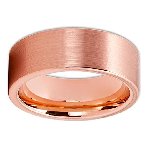 Rose Gold Tungsten Ring for Men & Women - 8mm Comfort Fit Wedding Band - Durable & Scratch-Resistant Jewelry for Engagement, Anniversary & Everyday Wear