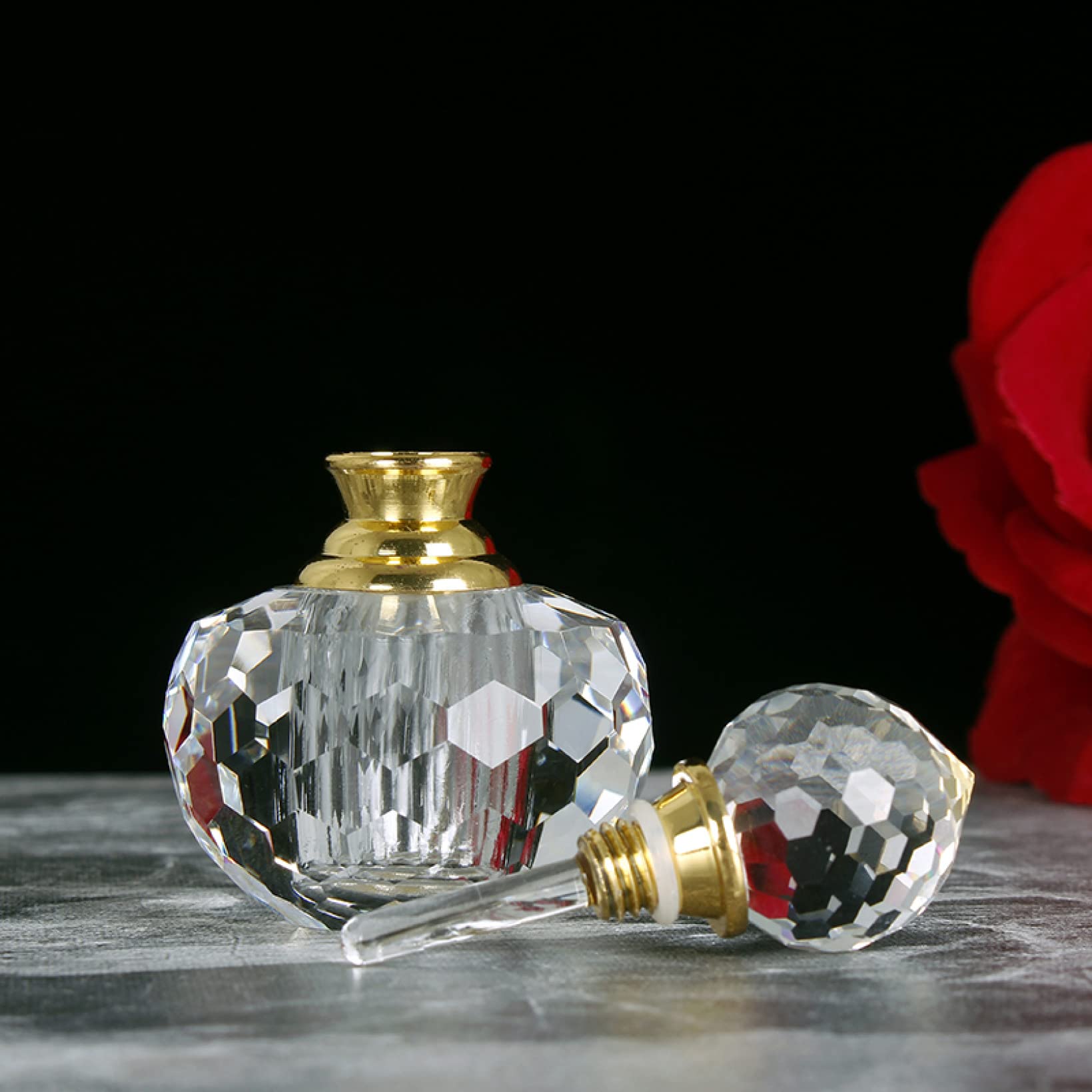 AERICKON K9 1ML Refillable Crystal Glass Perfume Bottle - Travel Essential Oil Container for Wedding Favors, Gifts & Aromatherapy Use
