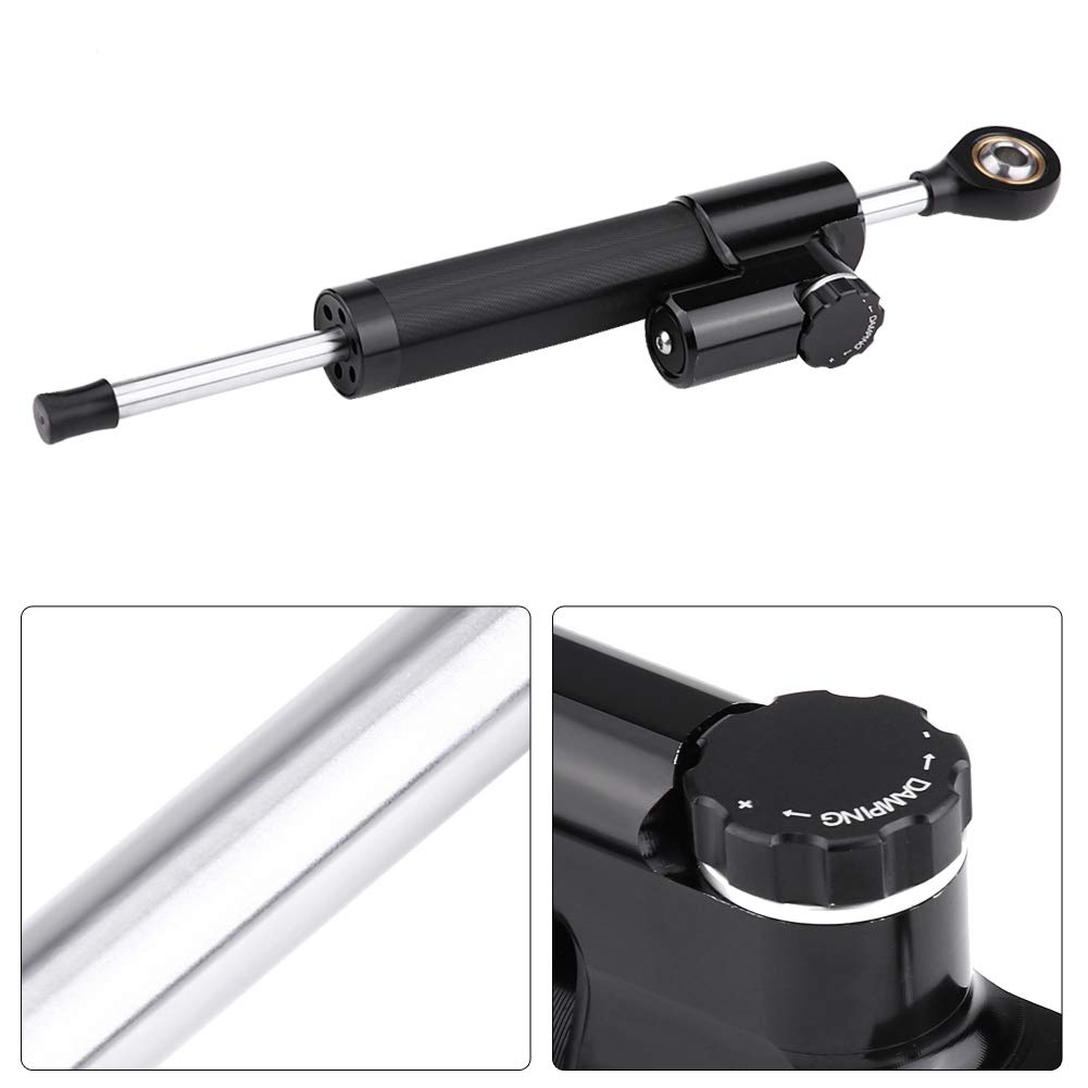 KIMISS Universal Motorcycle Steering Damper Stabilizer - Aluminum Linear Reversed Safety Control with Mounting Bracket | for Harley, Honda, Yamaha & More | Improves Handling on Rough Roads & High-Speed Riding