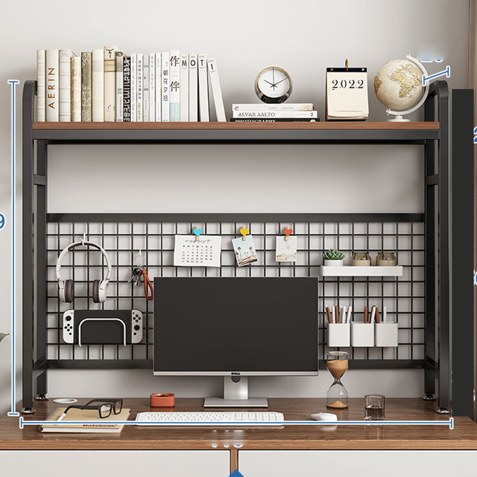 Desktop Organizer Bookshelf - Freestanding Computer Desk Storage Shelf & Display Rack for Office, Home, or Dorm Organization