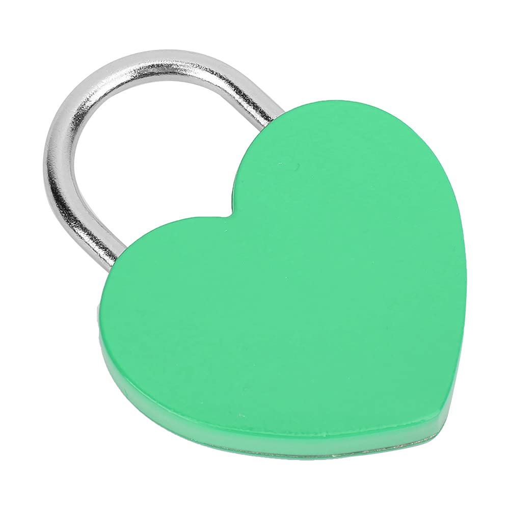 1.8 X 2.3 Inch Heart-Shaped Padlock with 2 Keys - Secure Jewelry Box, Diary & Small Luggage - Durable Compact Lock for Travel, School & Home Use (Green)