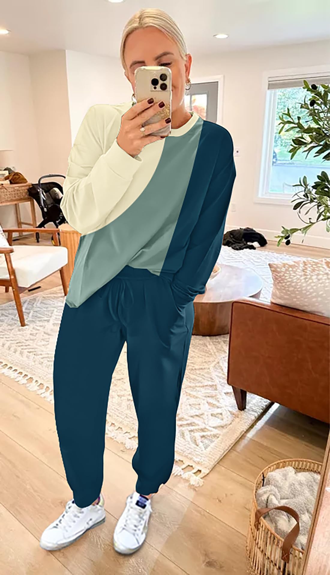 ETCYY Women's 2-Piece Lounge Set - Soft Sweatsuit Outfit with Long Pants for Yoga, Workout & Home Relaxation | Comfortable Loungewear & Athletic Tracksuit for Casual Wear