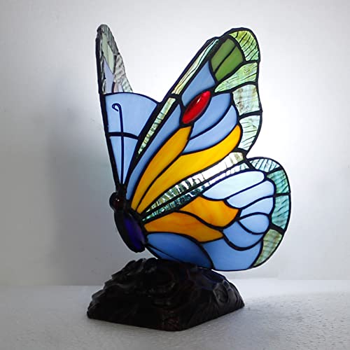 YABAA Stained Glass Butterfly Table Lamp - E27 LED Bedside Night Light with US/EU Plug (B Type Butterfly Design) | Perfect for Bedroom Decor, Living Room Accent & Gift Giving