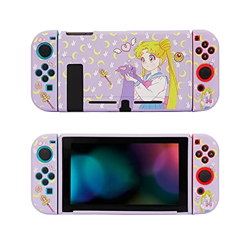 Sailor Moon & Luna Nintendo Switch Protective Case - Soft Anti-Scratch Shockproof Slim Cover for Switch Console & Joy-Con - Perfect for Gaming, Travel and Anime Fans