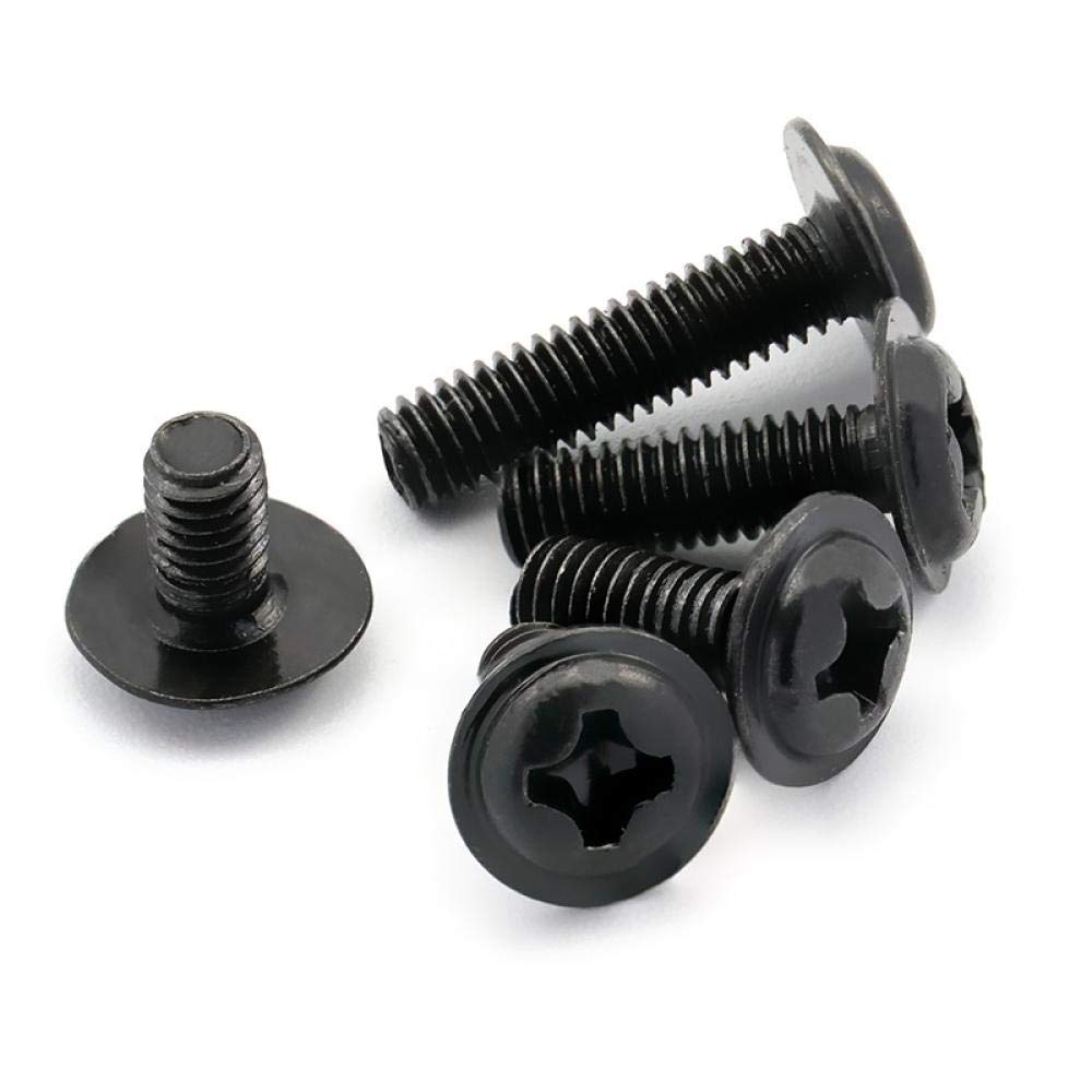Black Cross Round Head Screws with Pad - M3x4mm Small Computer Case Screws, Iron Hardware for PC Builds & Electronics Repair