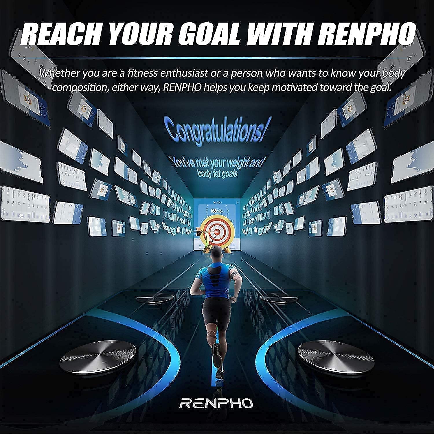 RENPHO Bluetooth Smart Body Fat Scale & Smart Tape Measure - Digital Weight Scale with Body Composition Analyzer, BMI, Muscle Mass Tracking - Sync Data to App for Fitness, Weight Loss & Health Monitoring