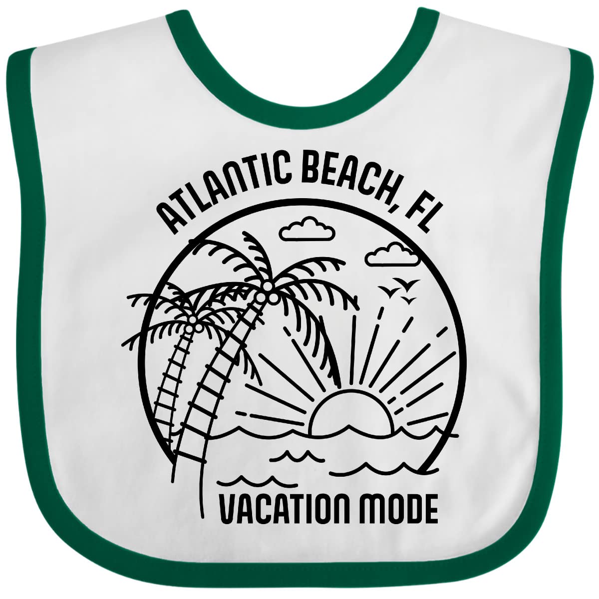 Inktastic Summer Vacation Mode Atlantic Beach Florida Baby Bib - Soft & Absorbent for Infants & Toddlers - Perfect for Beach Trips, Family Outings & Mealtime Messes