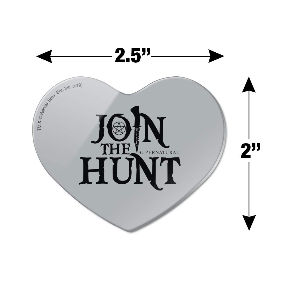Supernatural Join the Hunt Heart-Shaped Acrylic Fridge Magnet - Perfect for TV Show Fans, Home Decor & Office Organization