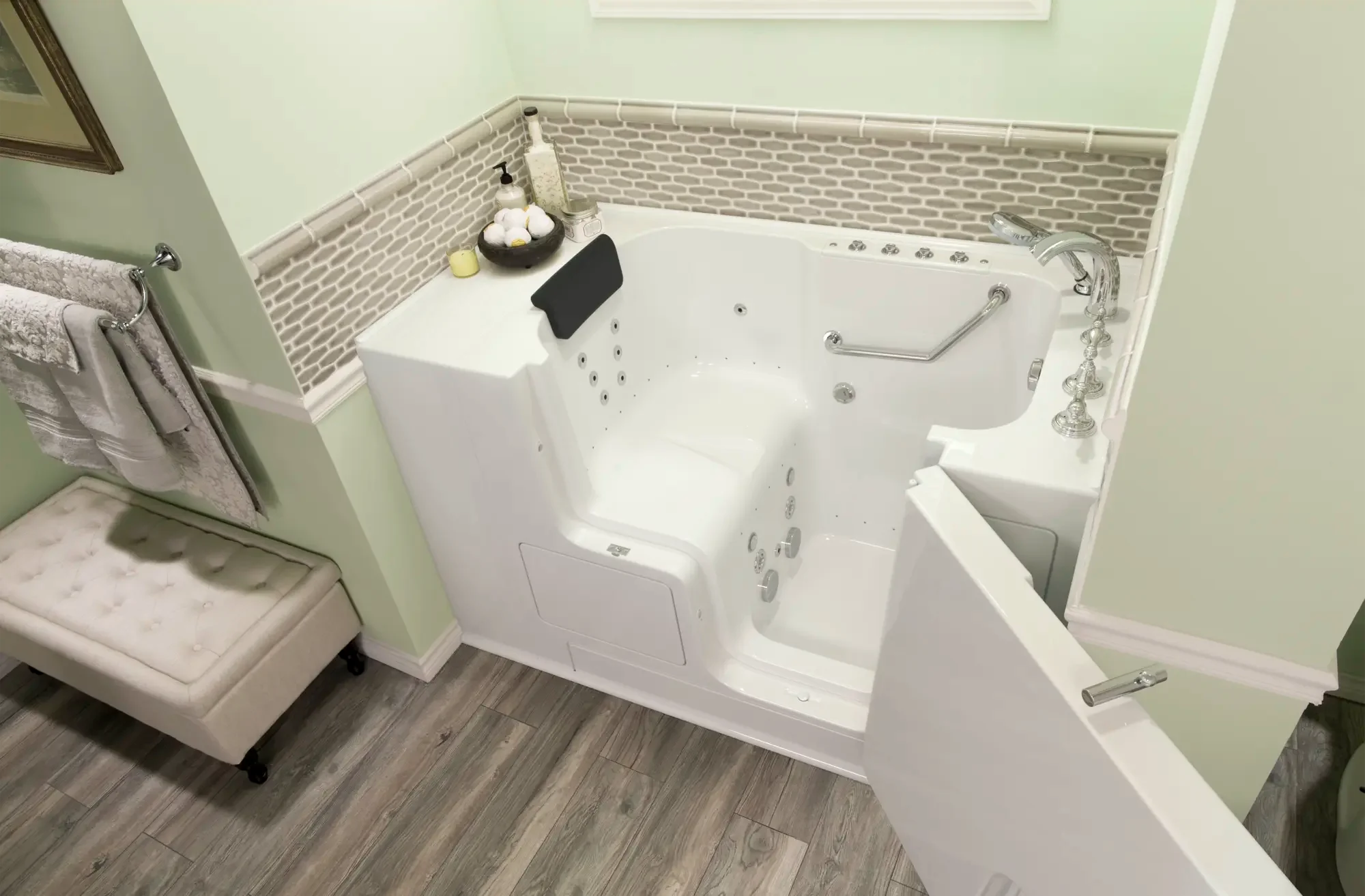Premium 32 x 52 Inch Gelcoat Walk-In Bathtub with Air Spa & Whirlpool Systems - Right Hand Drain & Faucet - Ideal for Elderly & Mobility Support, Relaxing Hydrotherapy at Home