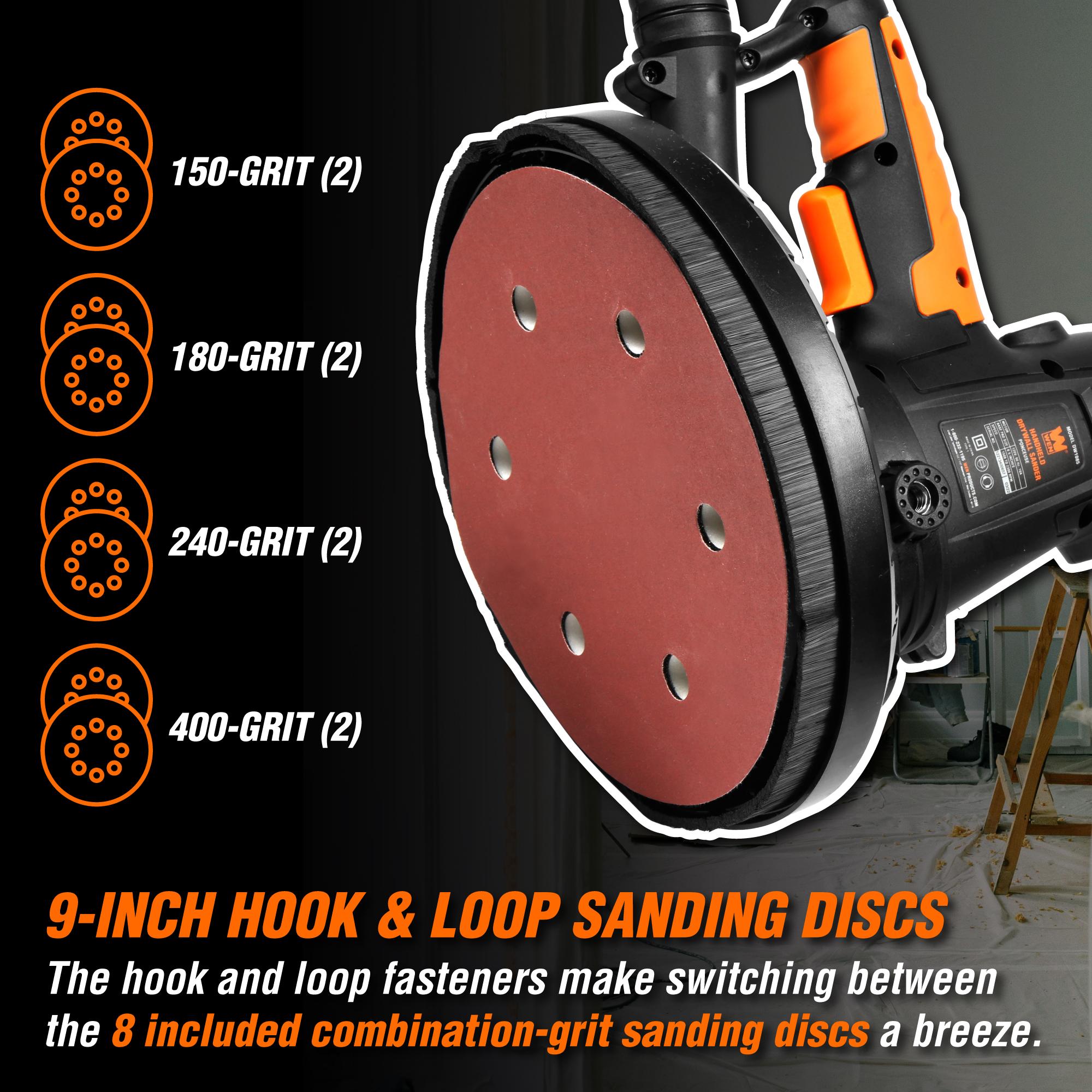 WEN DW1085 10 Amp Variable Speed Handheld Drywall Sander with Dust Hose & Collection Bag - Perfect for Drywall Sanding, Wall Repair & Home Renovation Projects