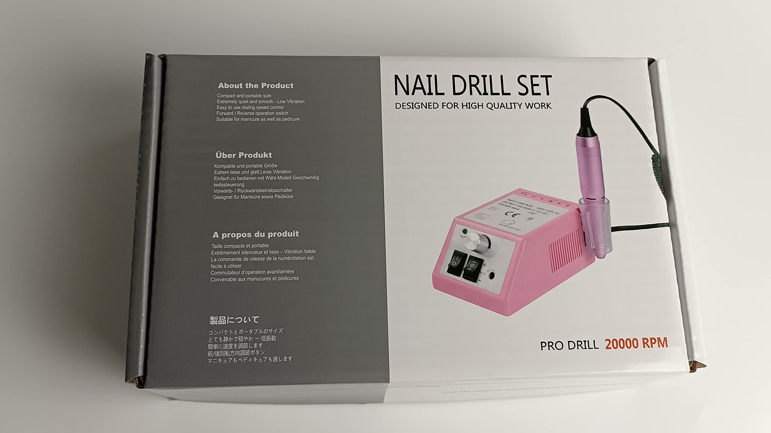 Professional Electric Nail Drill Machine Kit - Multifunctional Nail File for Acrylic, Gel & Nail Art | Perfect for Beginners & Salon Use | Portable Nail Polisher Set (White) | Home Manicure & Professional Nail Care Solution