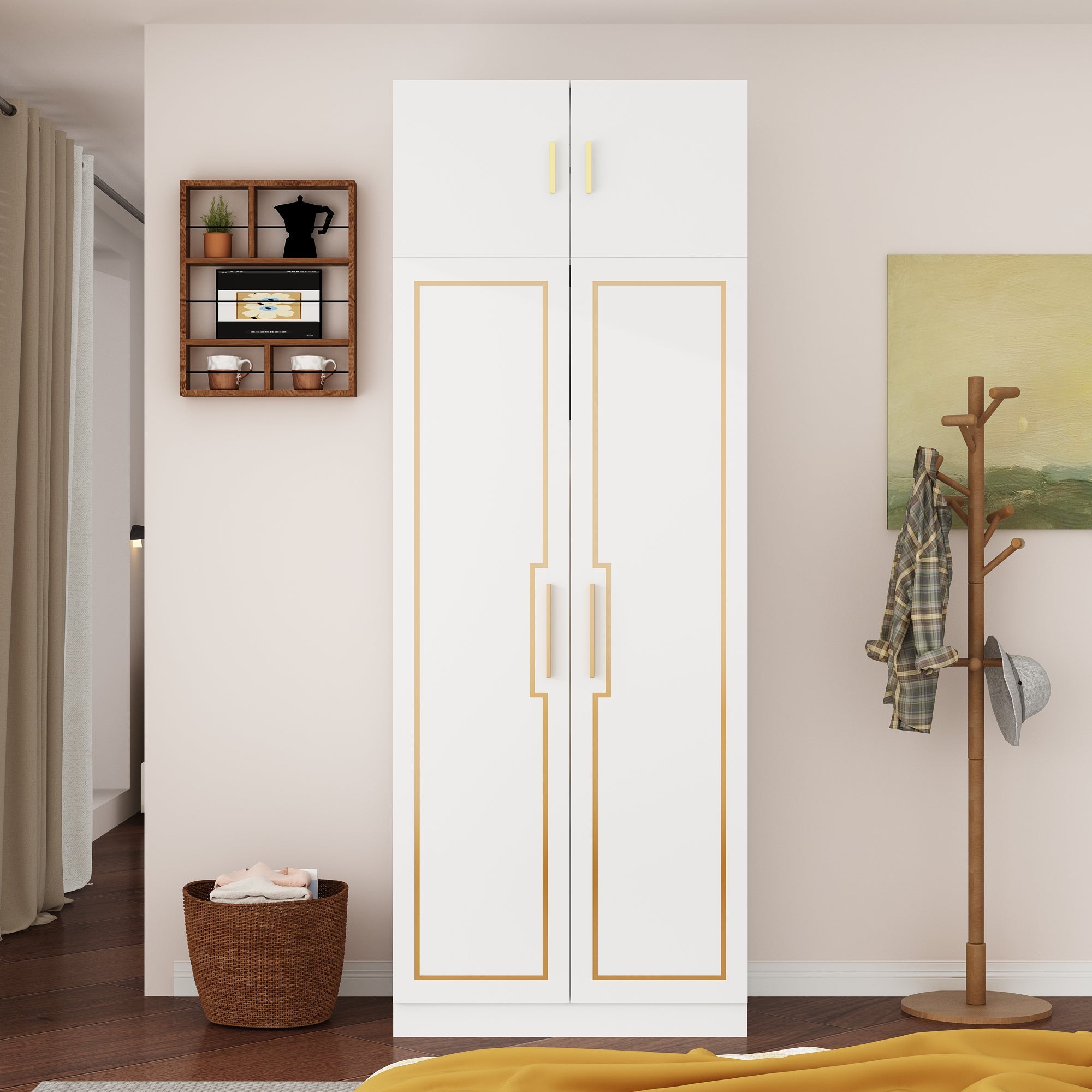 Modern Wooden Armoire Wardrobe - Spacious Bedroom Storage Closet for Clothes, Shoes & Accessories | Perfect for Master Bedroom, Guest Room & Dorm Organization