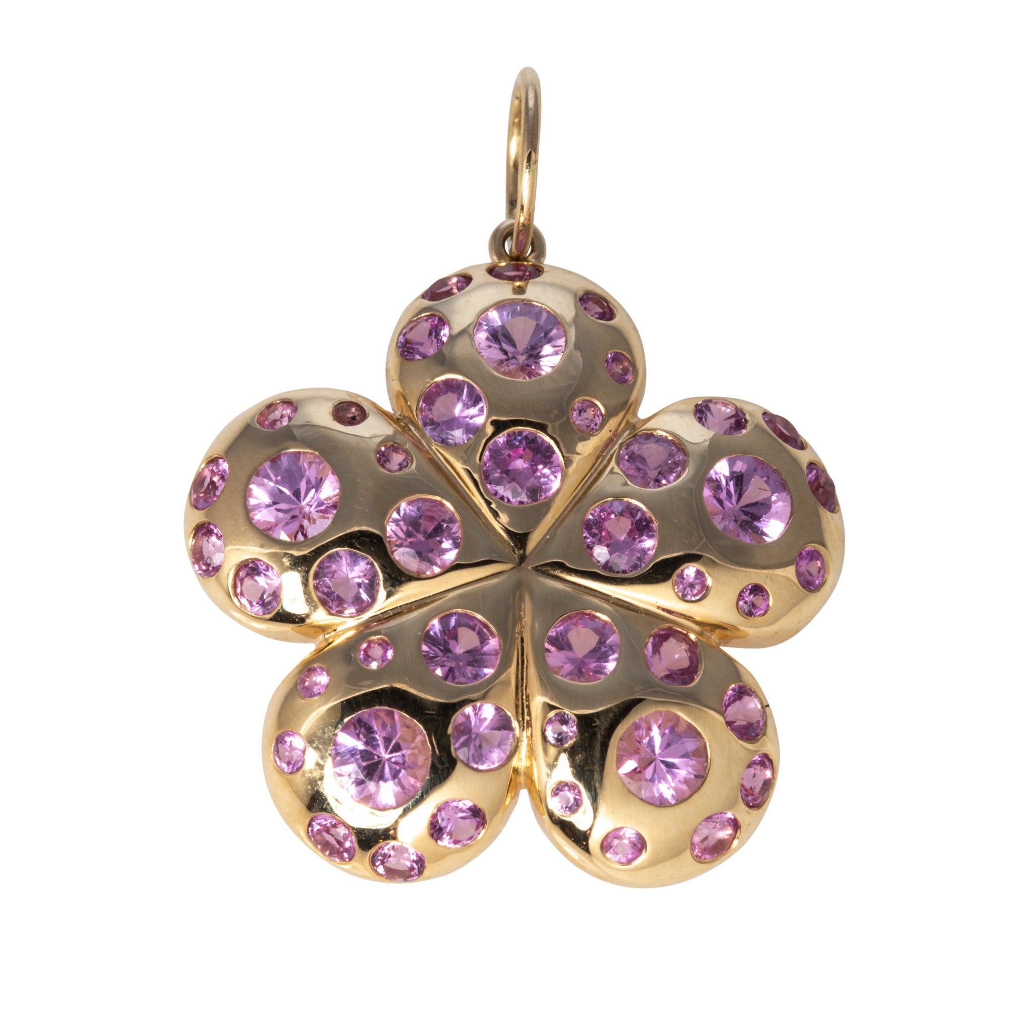 2.75ctw Natural Pink Sapphire Flower Pendant Necklace in 14K Yellow Gold - Elegant Jewelry Gift for Women, Perfect for Valentine's Day & Anniversary