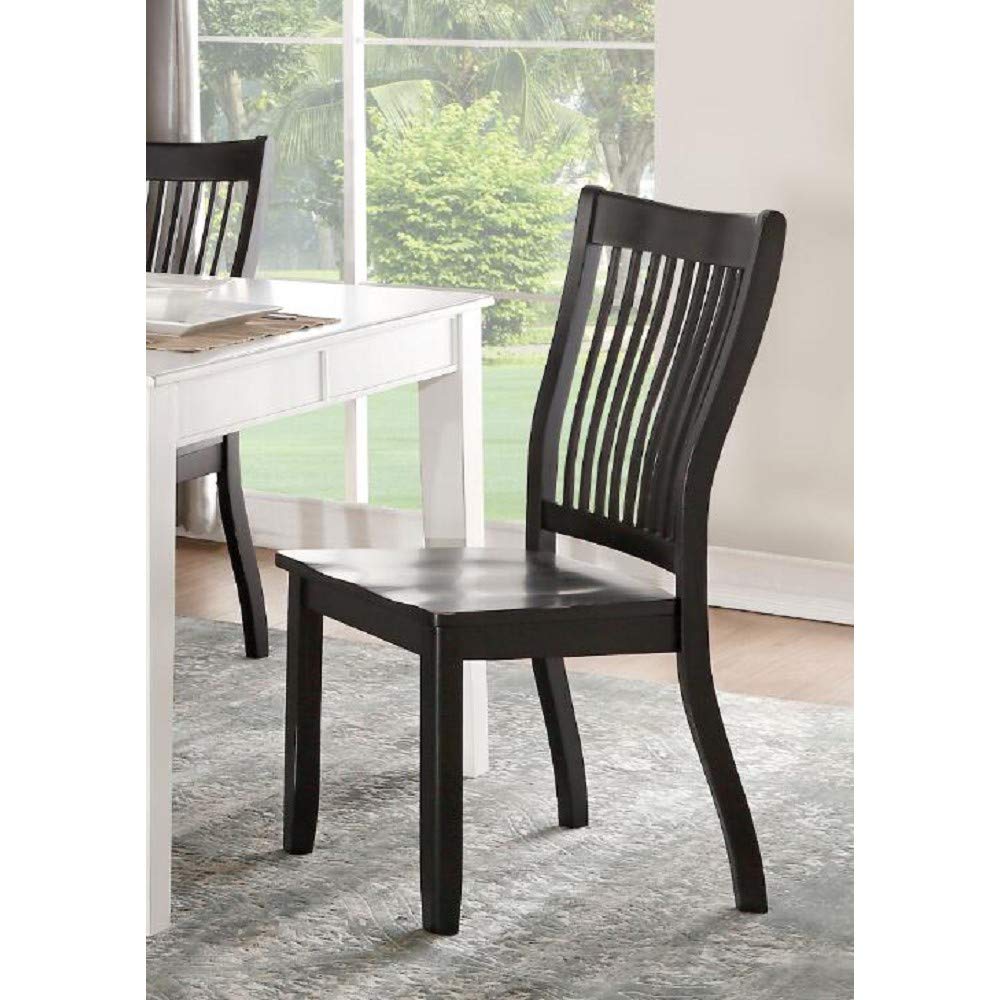 Knocbel 39 Inch Wooden Dining Chairs Set of 2 - Modern Kitchen & Dining Room Side Chairs with Tapered Legs & Slatted Back - Comfortable Armless Chairs for Home, Restaurant, or Office (Black)