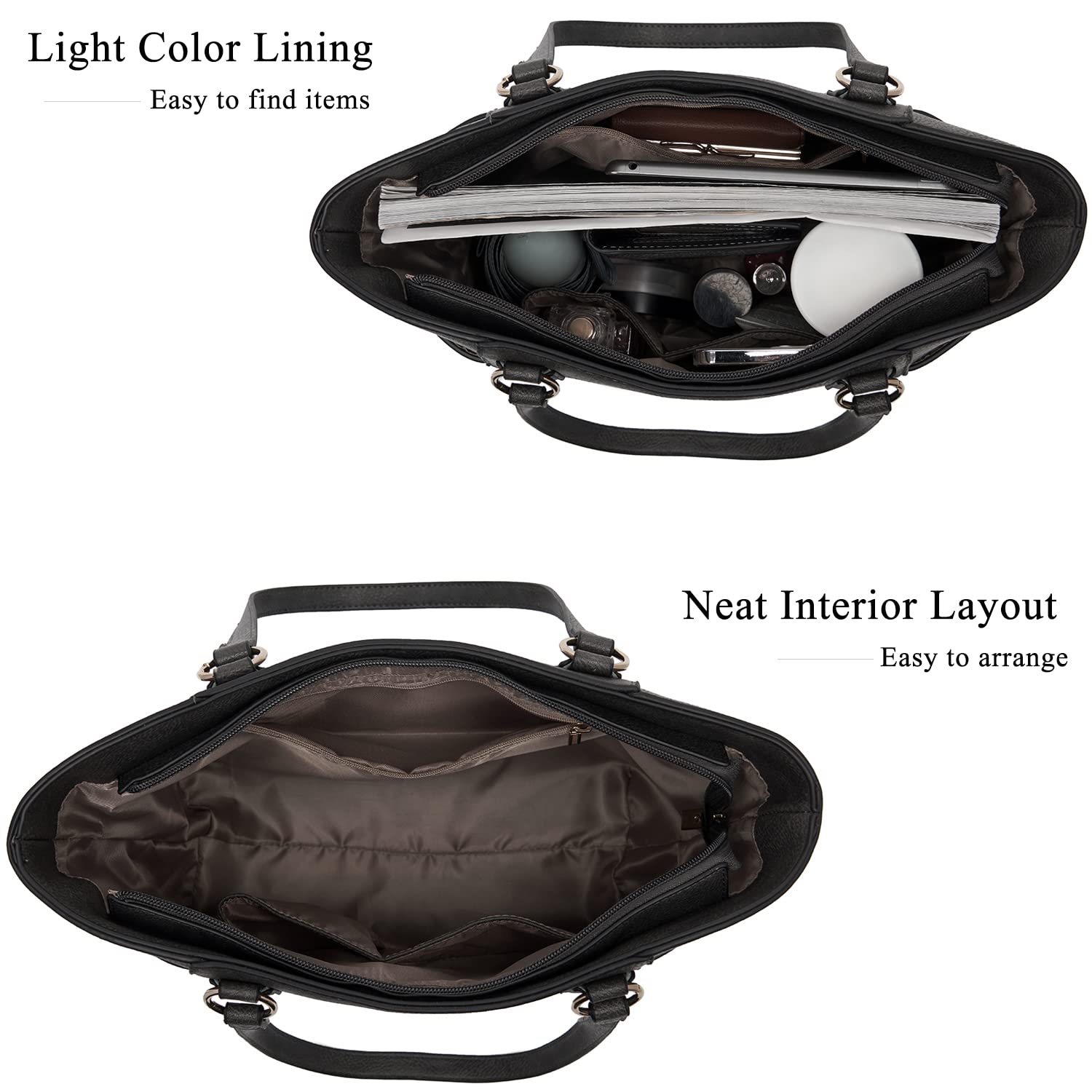 Women's Tote & Crossbody Bag Set - Large Shoulder Purse for Work & Travel