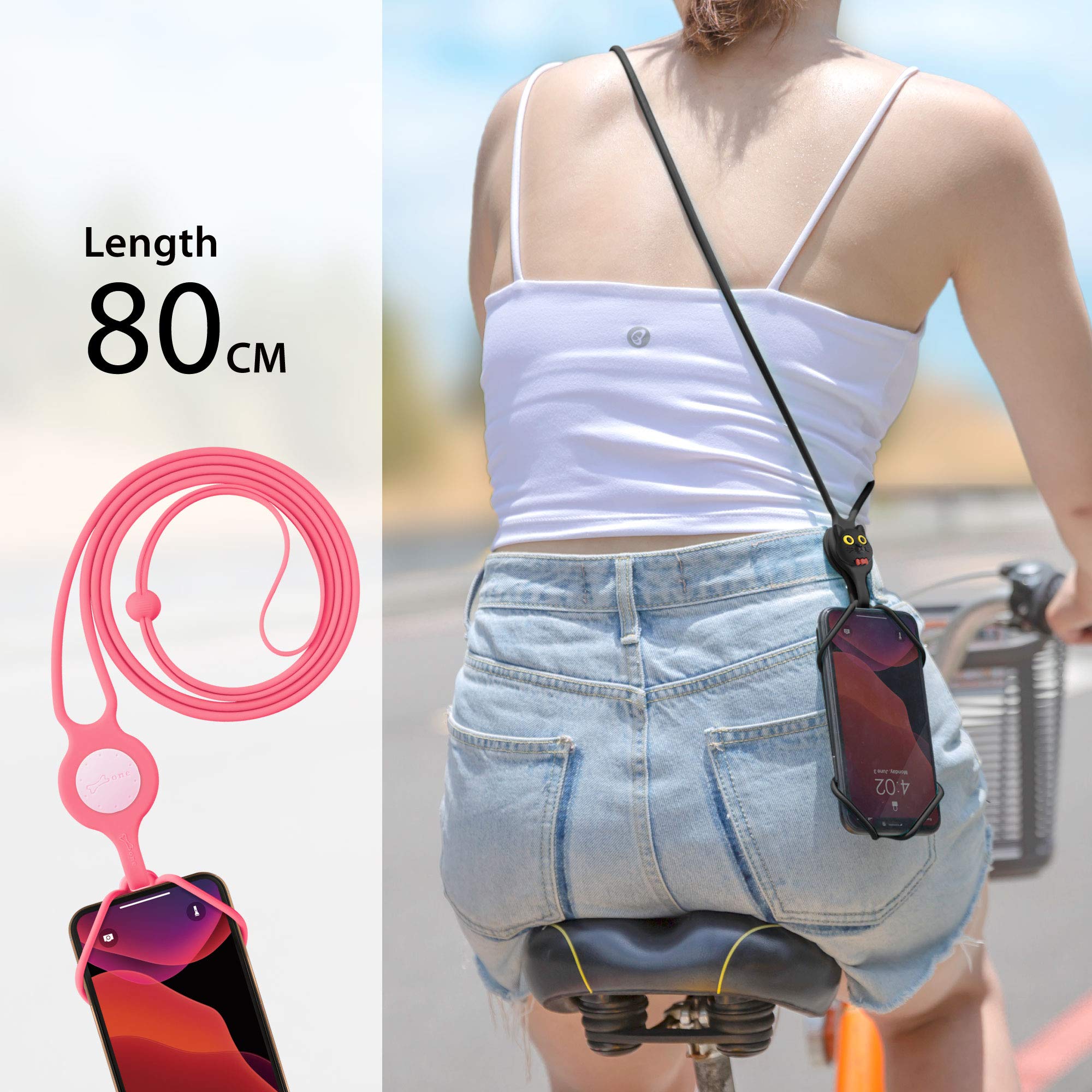 Adjustable Silicone Phone Lanyard - Universal Neck Strap Holder for iPhone, Samsung & Most Smartphones - Secure Hands-Free Carrying for Work, Travel & Outdoor Activities