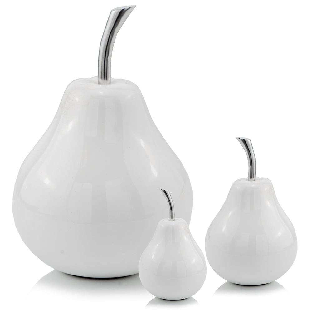 Modern White Pear Sculpture Decor - 11