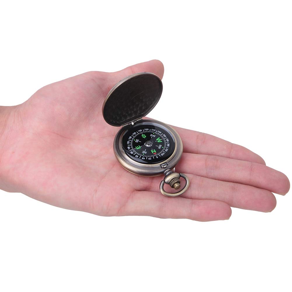Vintage Pocket Watch Compass - Zinc Alloy Flip Open for Hiking & Outdoor Navigation