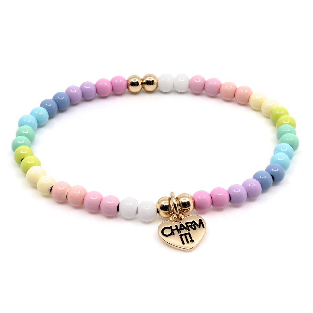 Charm It! Mini Pastel Bead Bracelet for Women & Girls - Cute Adjustable Beaded Wristband for Casual Wear, Gifts & Everyday Fashion Accessories
