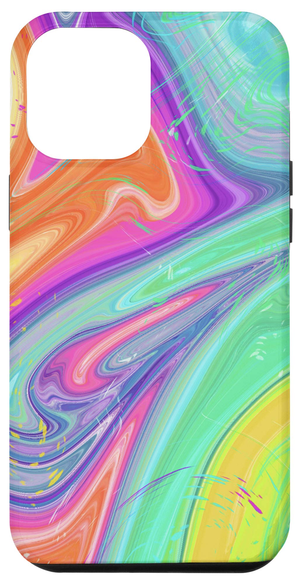 iPhone 12 Pro Max Case - Colorful Rainbow Abstract Grunge Modern Swirl Design Protective Cover | Perfect for Everyday Use, Travel & Style Statement