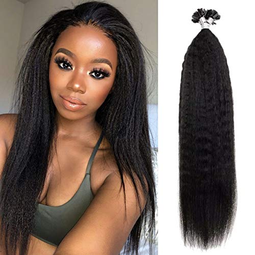 Yaki Straight U-Tip Hair Extensions 100 Strands 100g – Pre-Bonded Keratin Nail Tip Human Hair, Brazilian Virgin Coarse Yaki Straight (22 Inch, 100 Pieces, Natural Color) – Perfect for Length & Volume, Styling, and Special Occasions