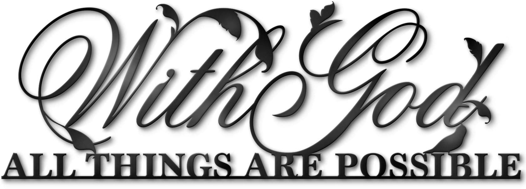 Vivegate 'With God All Things Are Possible' Metal Wall Art - 18x12 Inch Religious Scripture Sign, Christian Bible Verse Decor, Inspirational Home & Office Wall Hanging (Perfect for Living Room, Bedroom, Church Gift)