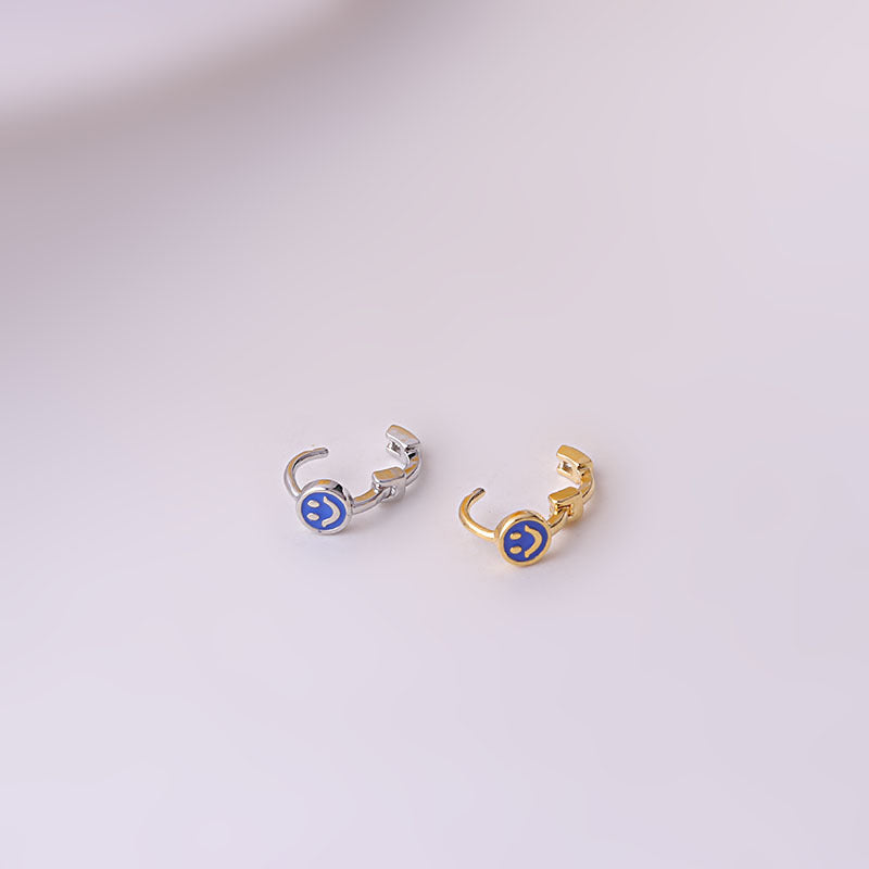 18K Gold Cartilage Hoop Earrings with Cute Emoji Charms - Dainty Cartilage Piercing Jewelry for Women - Perfect for Everyday Wear & Gift Giving