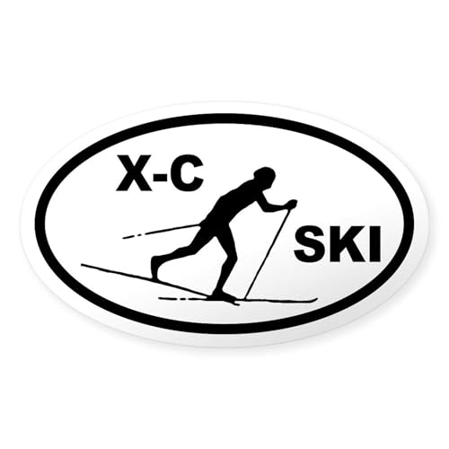 Clear - Cross Country Skier Oval Sticker
