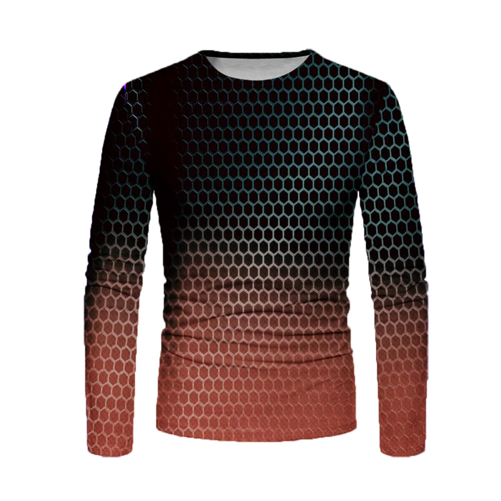 3D Geometry Print Men's Long Sleeve Graphic T-Shirt - Stylish Fall Streetwear Top for Casual Outfits, Parties & Everyday Wear