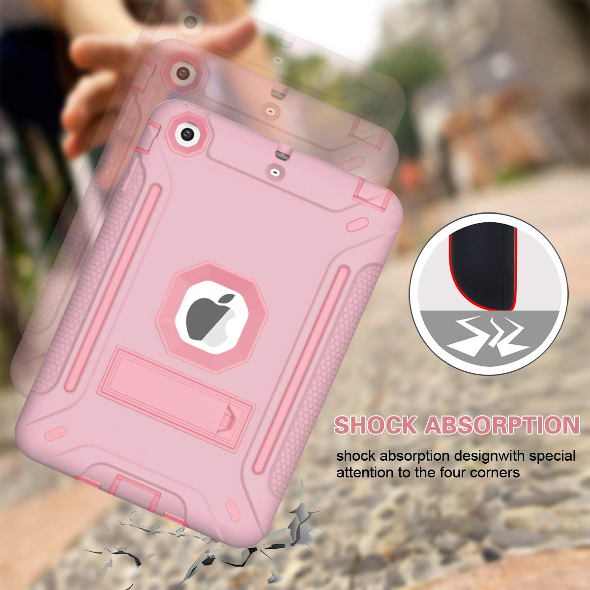 MAKEIT CASE Heavy Duty Shockproof Hybrid Protective Case for iPad Mini 1/2/3 - Rugged Silicone & PC Hard Cover with Kickstand | Perfect for Outdoor Adventures, Travel & Daily Protection